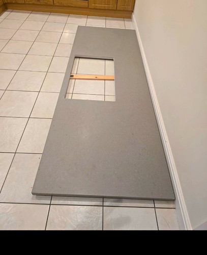 Gray quartz kitchen worktop - gray,
